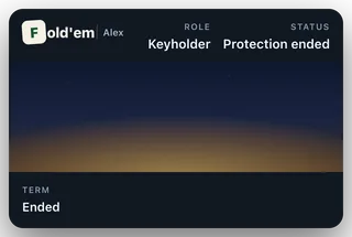 The pass reading Status Protection ended over a dawn sky, with one row reading Term Ended.